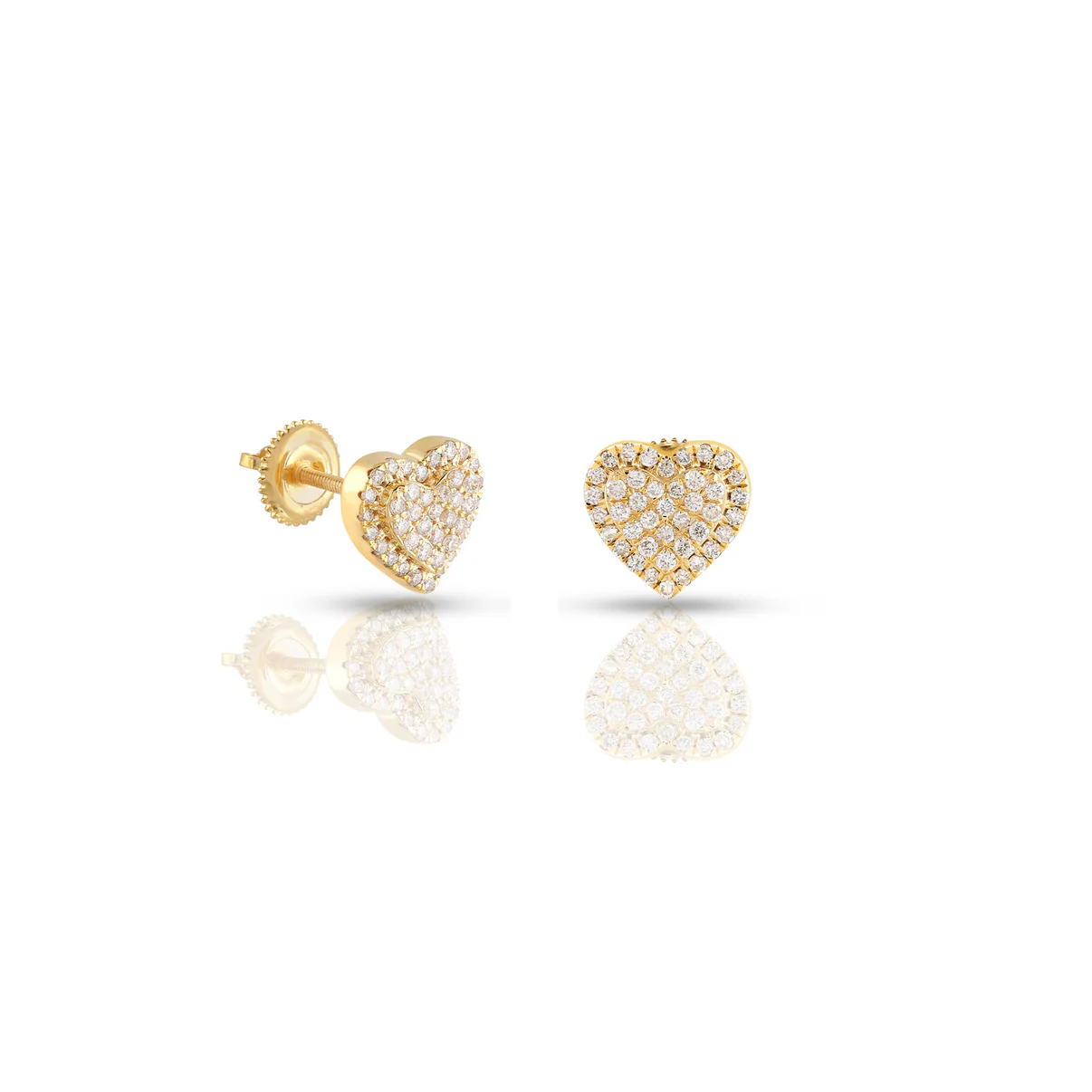 0.54ct Yellow Gold Heart Earrings - CaratX - Diamond Earrings Collection